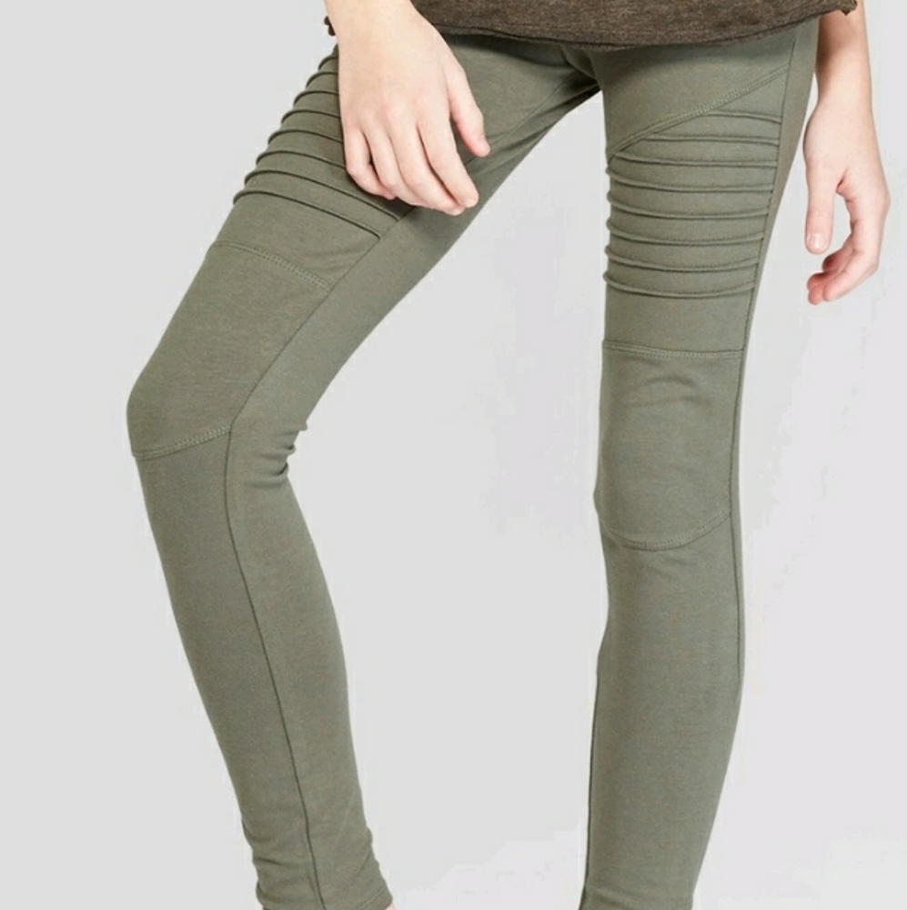 Girls Oliver Green Moto Leggings